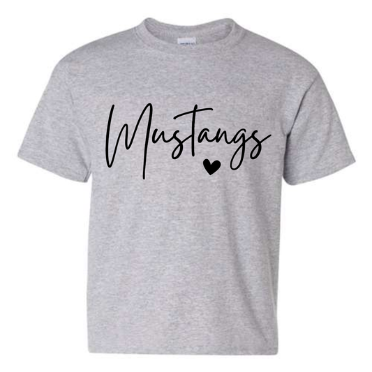 Simple Mustangs Heart Design T-Shirt